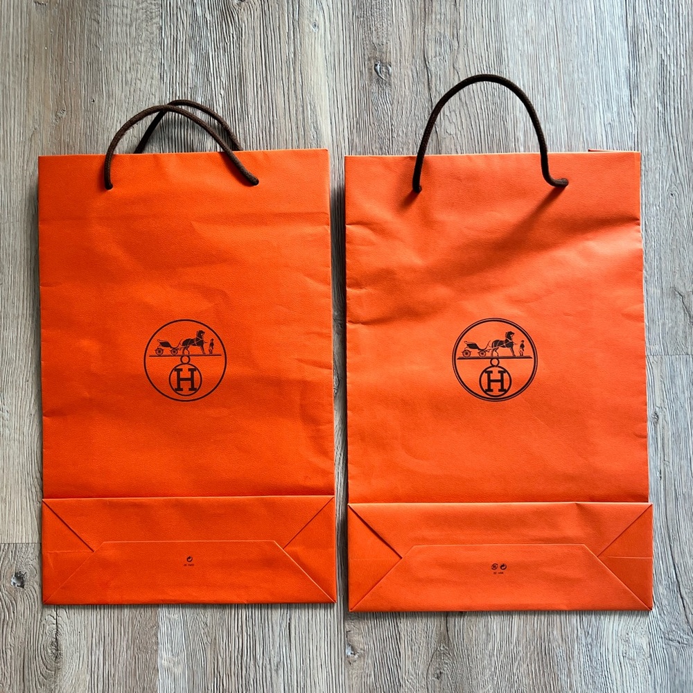 Hermes Orange Shopping Bags with Logo 🎁